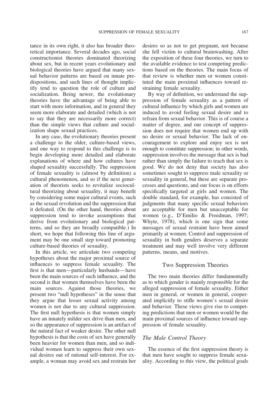 Cultural Suppression of Female Sexuality - Roy F. Baumeister, Jean M. Twenge, Page 2