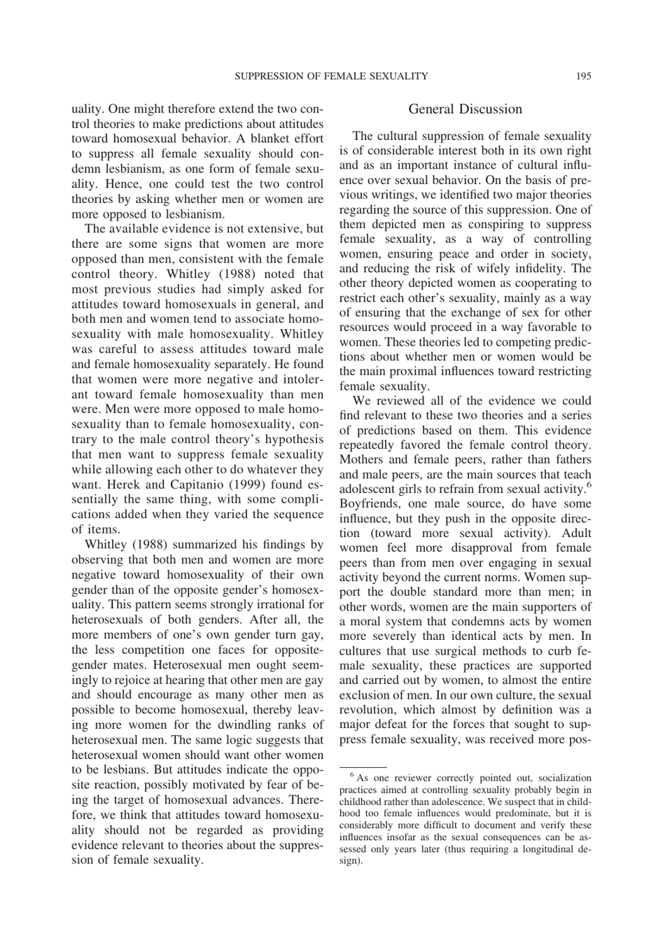Cultural Suppression of Female Sexuality - Roy F. Baumeister, Jean M. Twenge, Page 30