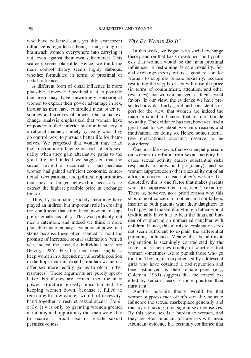 Cultural Suppression of Female Sexuality - Roy F. Baumeister, Jean M. Twenge, Page 33