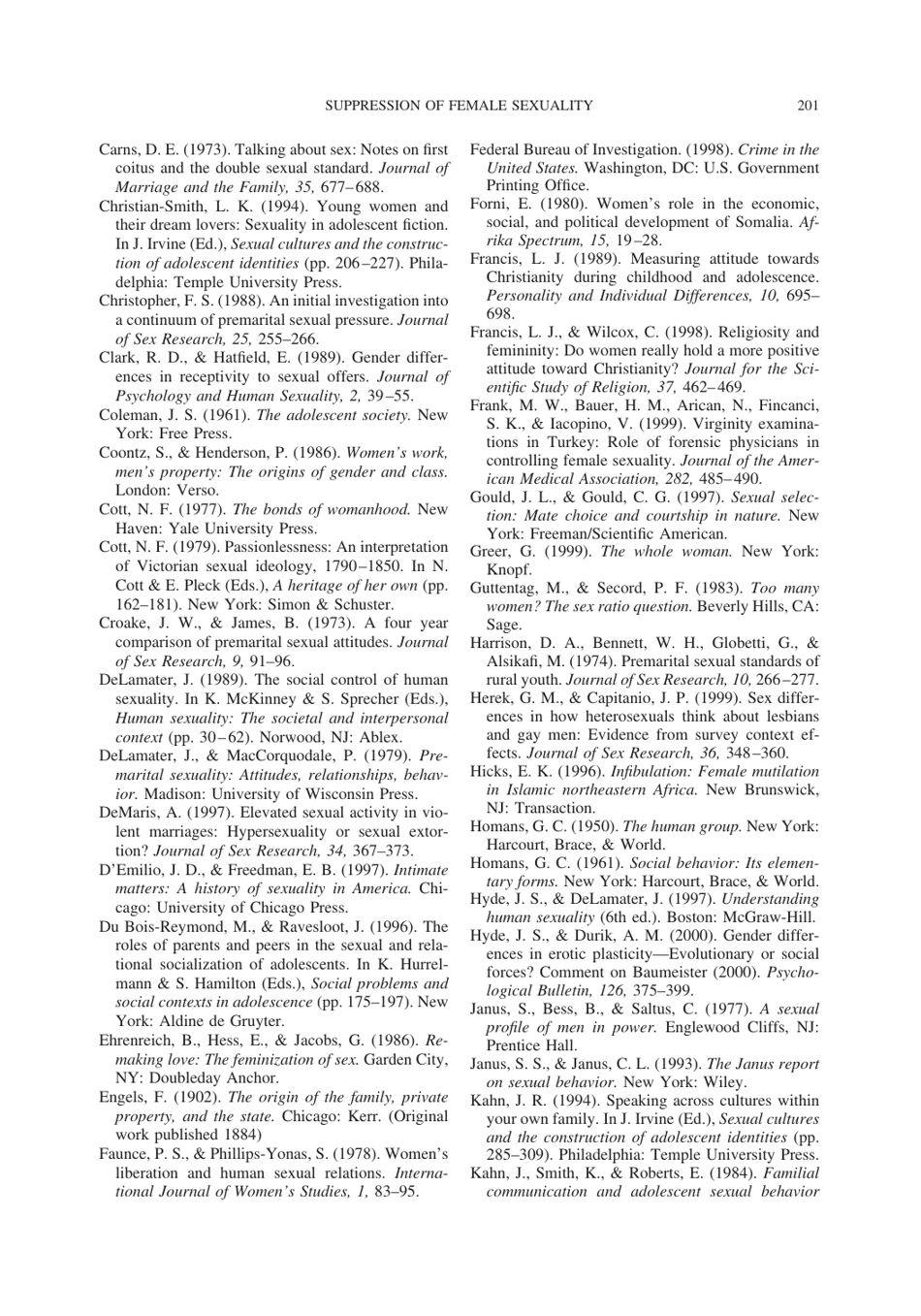 Cultural Suppression of Female Sexuality - Roy F. Baumeister, Jean M. Twenge, Page 36
