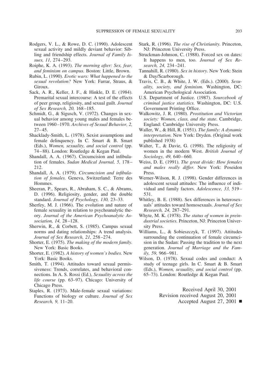 Cultural Suppression of Female Sexuality - Roy F. Baumeister, Jean M. Twenge, Page 38