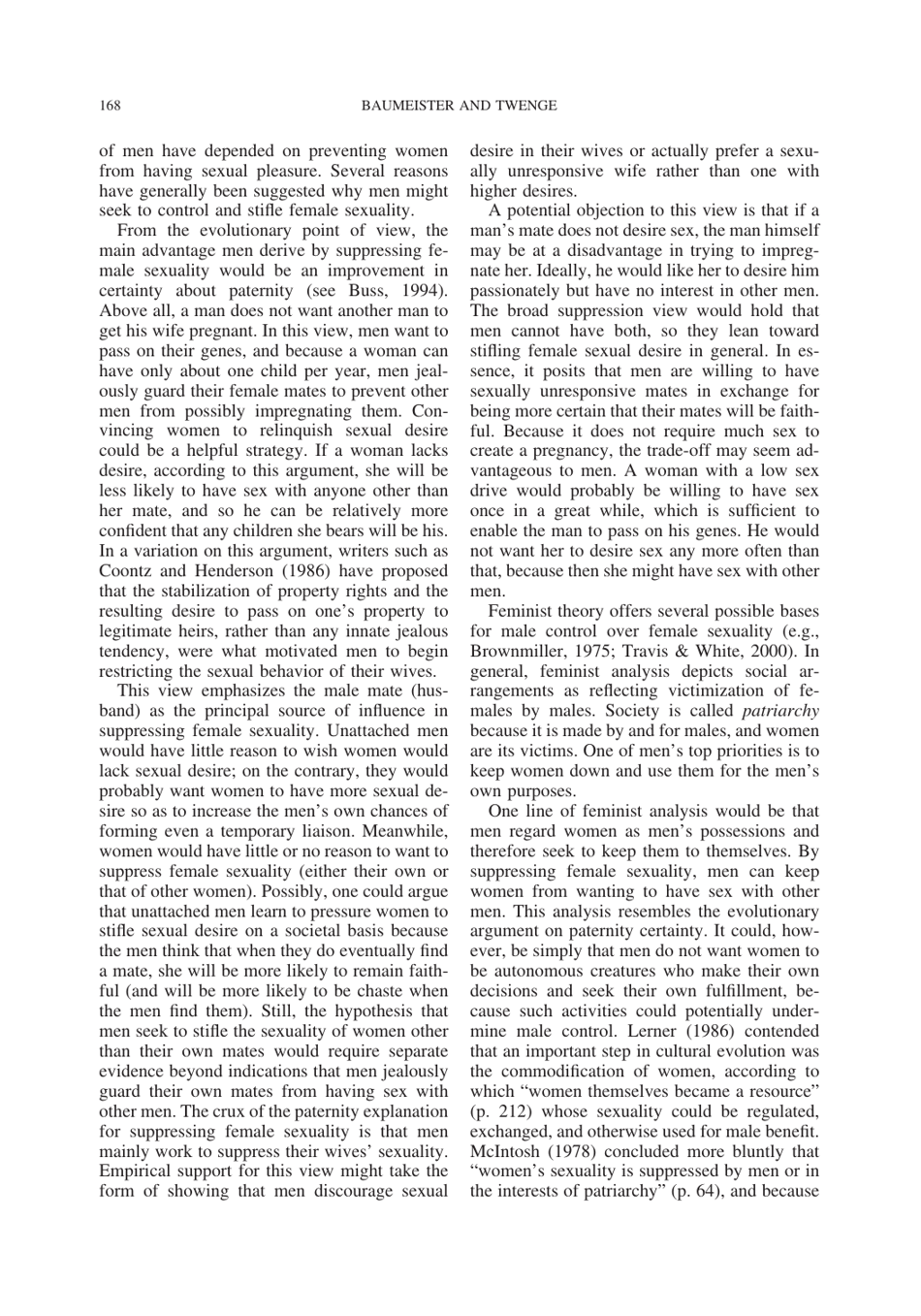 Cultural Suppression of Female Sexuality - Roy F. Baumeister, Jean M. Twenge, Page 3