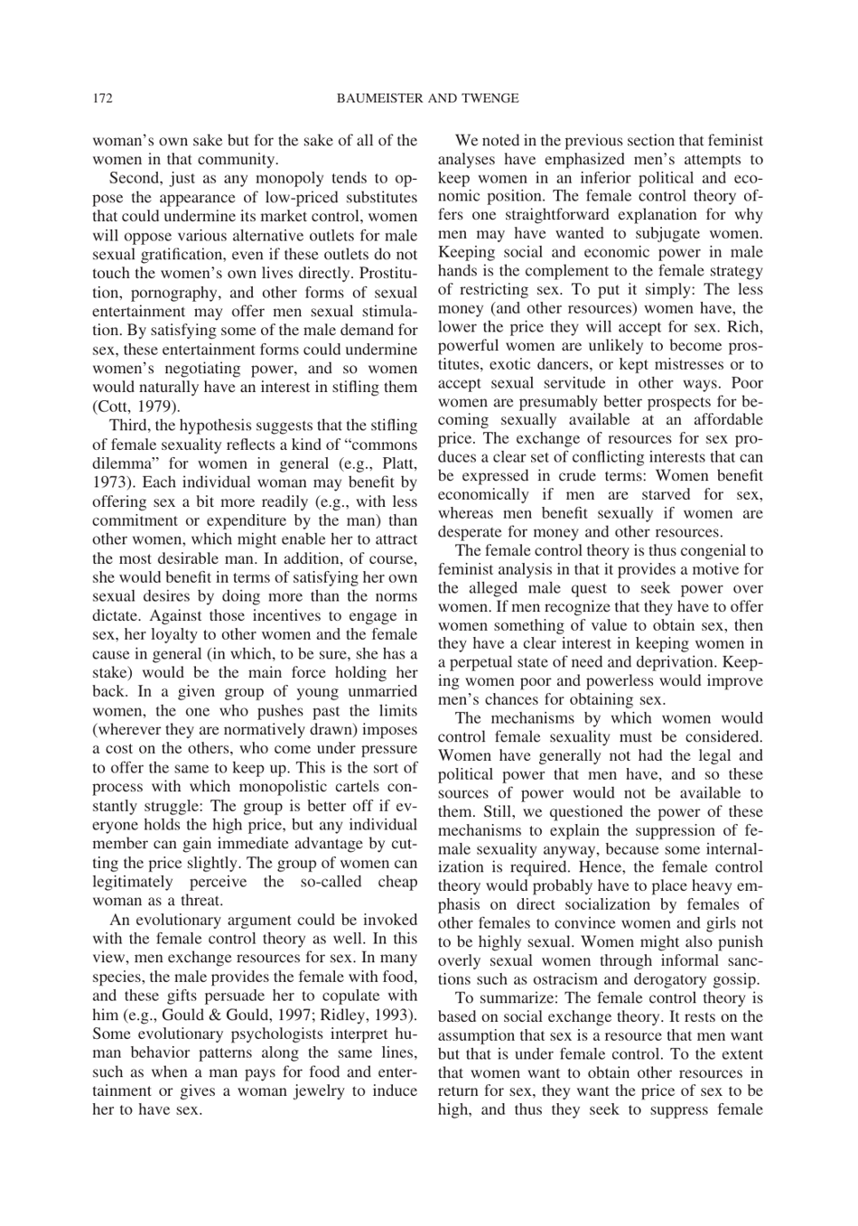 Cultural Suppression of Female Sexuality - Roy F. Baumeister, Jean M. Twenge, Page 7