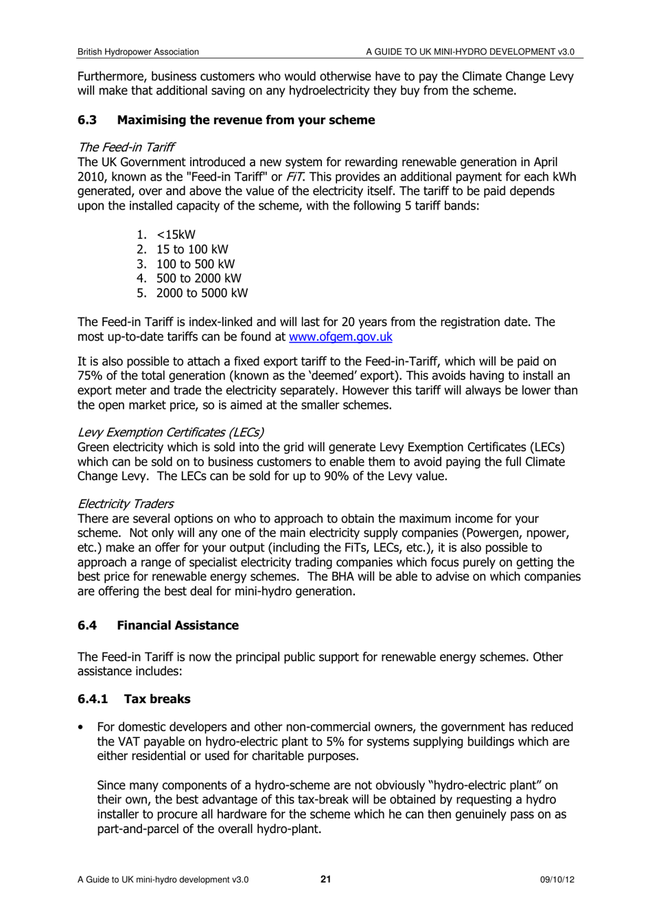 A Guide to UK Mini-Hydro Developments - the British Hydropower Association, Page 22