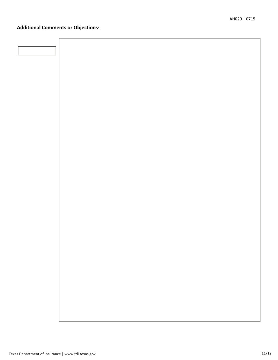 Form AH020 Individual Health First Diagnosis or Critical Illness and Specified Disease Checklist - Texas, Page 11