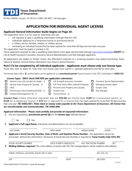 Document preview: Form FIN506 Application for Individual Agent License - Texas