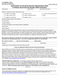 Form SSA-89 &quot;Authorization for the Social Security Administration (Ssa) to Release Social Security Number (Ssn) Verification&quot;