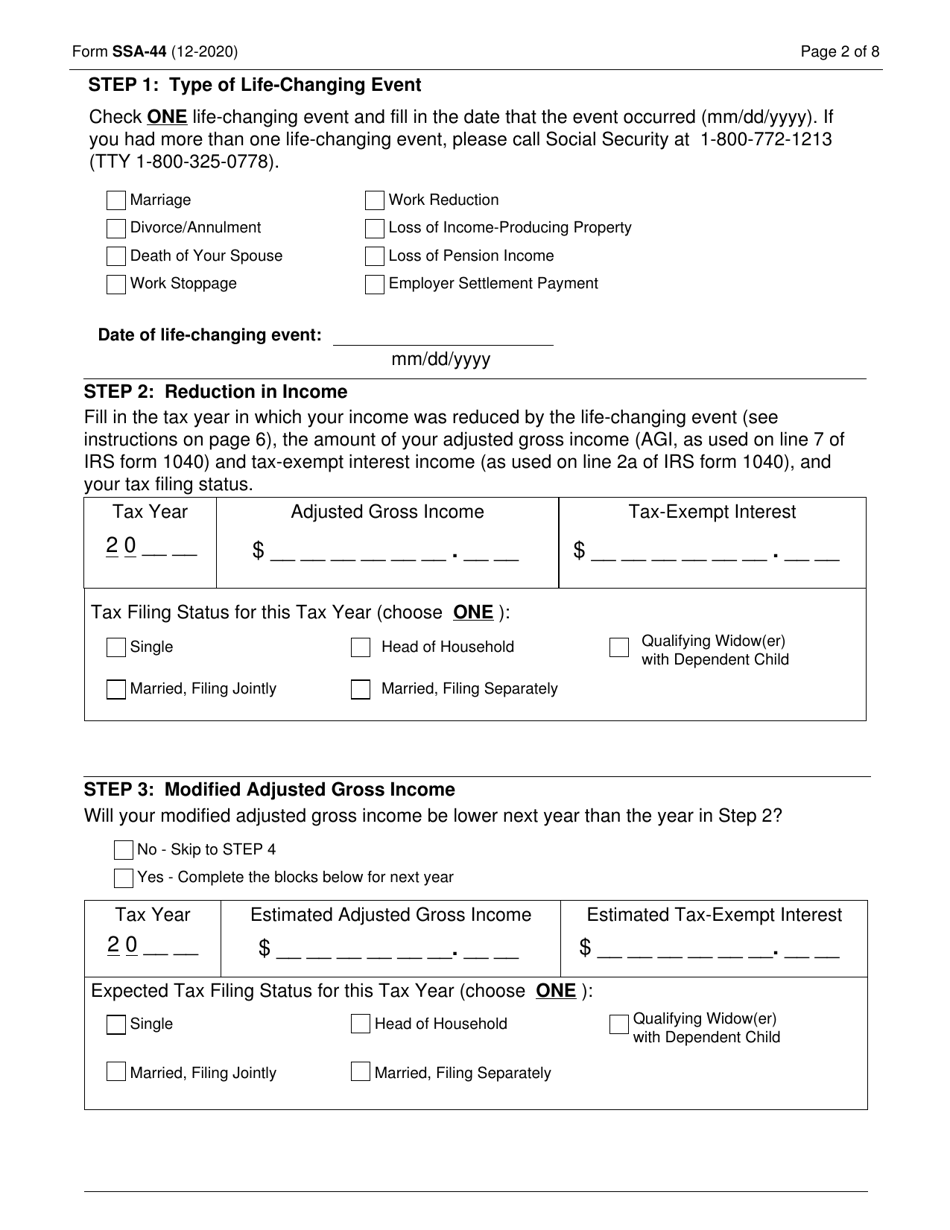 Form SSA44 Download Fillable PDF or Fill Online Medicare