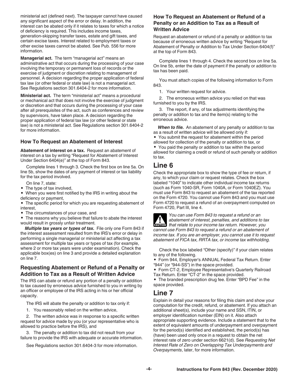 Instructions for IRS Form 843 Claim for Refund and Request for Abatement, Page 4