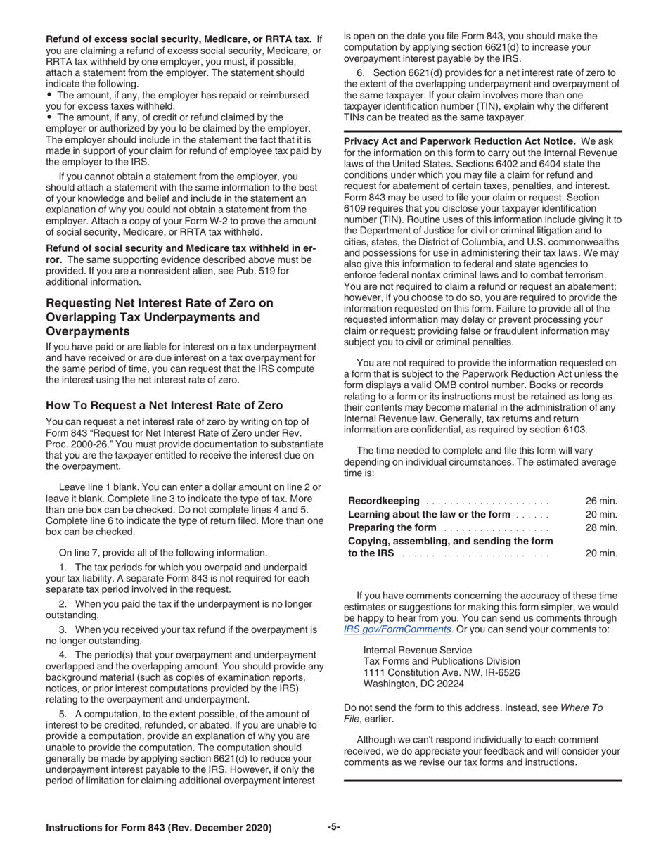 Instructions for IRS Form 843 Claim for Refund and Request for Abatement, Page 5