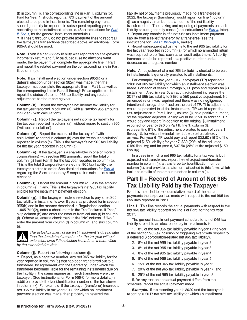 Instructions for IRS Form 965-A Individual Report of Net 965 Tax Liability, Page 3