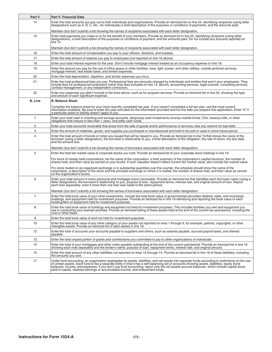 Instructions for IRS Form 1024-A Application for Recognition of Exemption Under Section 501(C)(4) of the Internal Revenue Code, Page 11