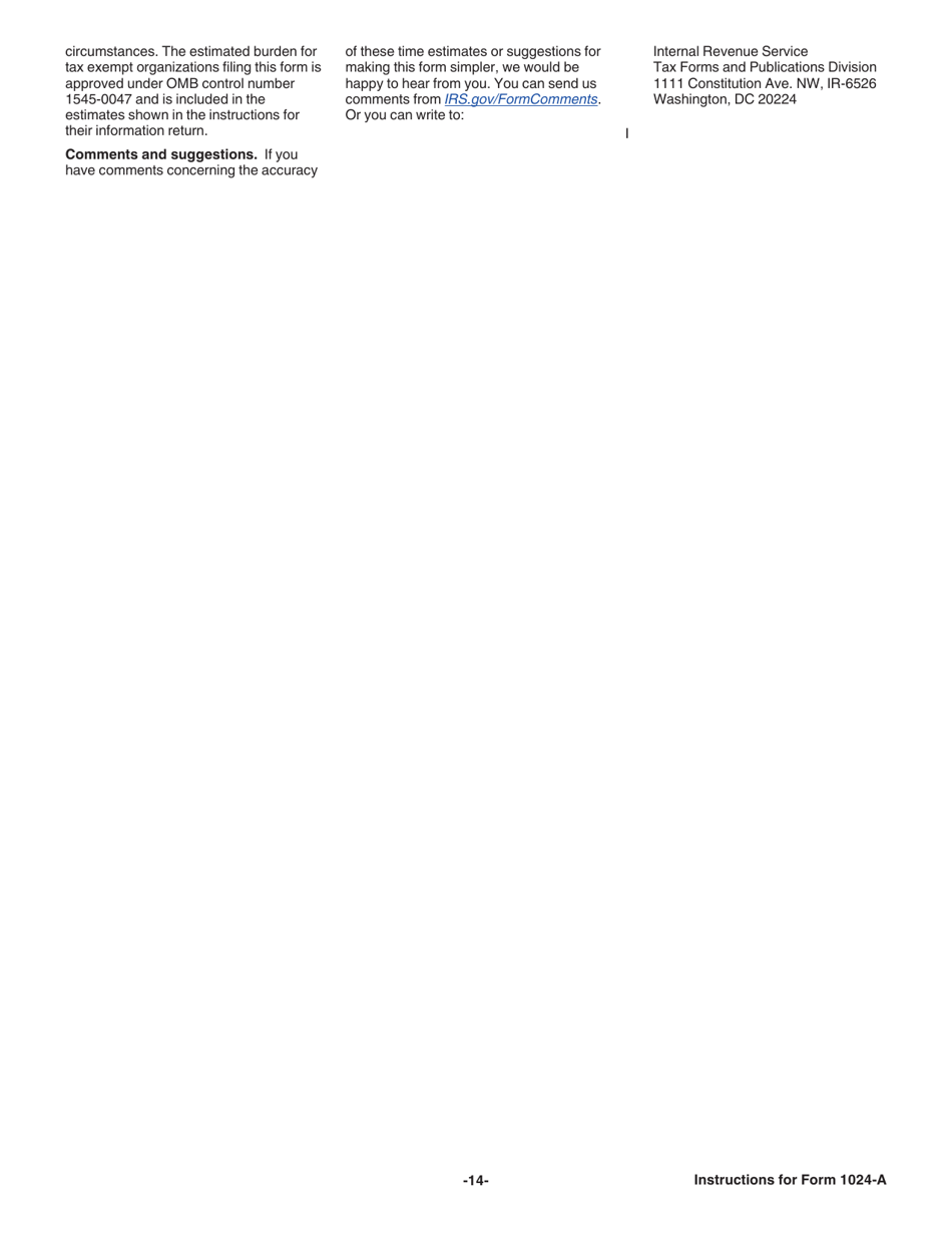 Instructions for IRS Form 1024-A Application for Recognition of Exemption Under Section 501(C)(4) of the Internal Revenue Code, Page 14