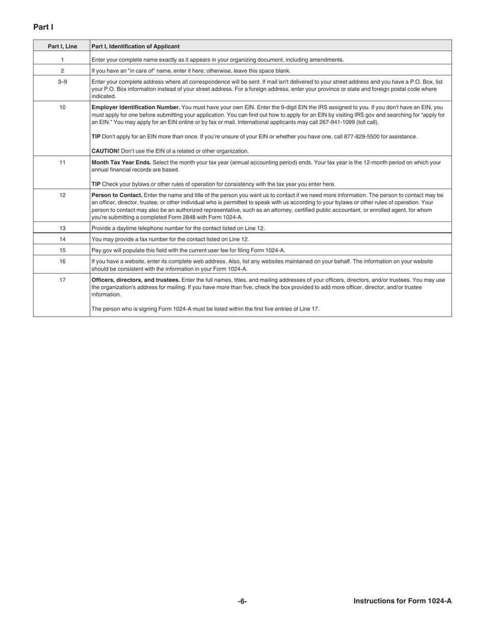 Instructions for IRS Form 1024-A Application for Recognition of Exemption Under Section 501(C)(4) of the Internal Revenue Code, Page 6