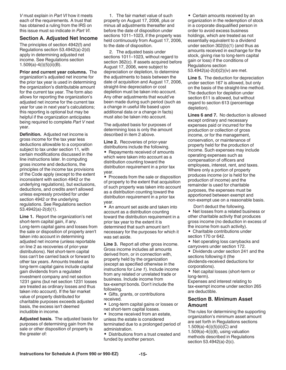 Instructions for IRS Form 990, 990-EZ Schedule A Public Charity Status and Public Support, Page 15