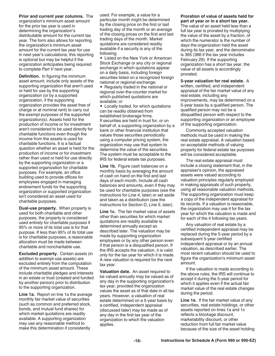 Instructions for IRS Form 990, 990-EZ Schedule A Public Charity Status and Public Support, Page 16