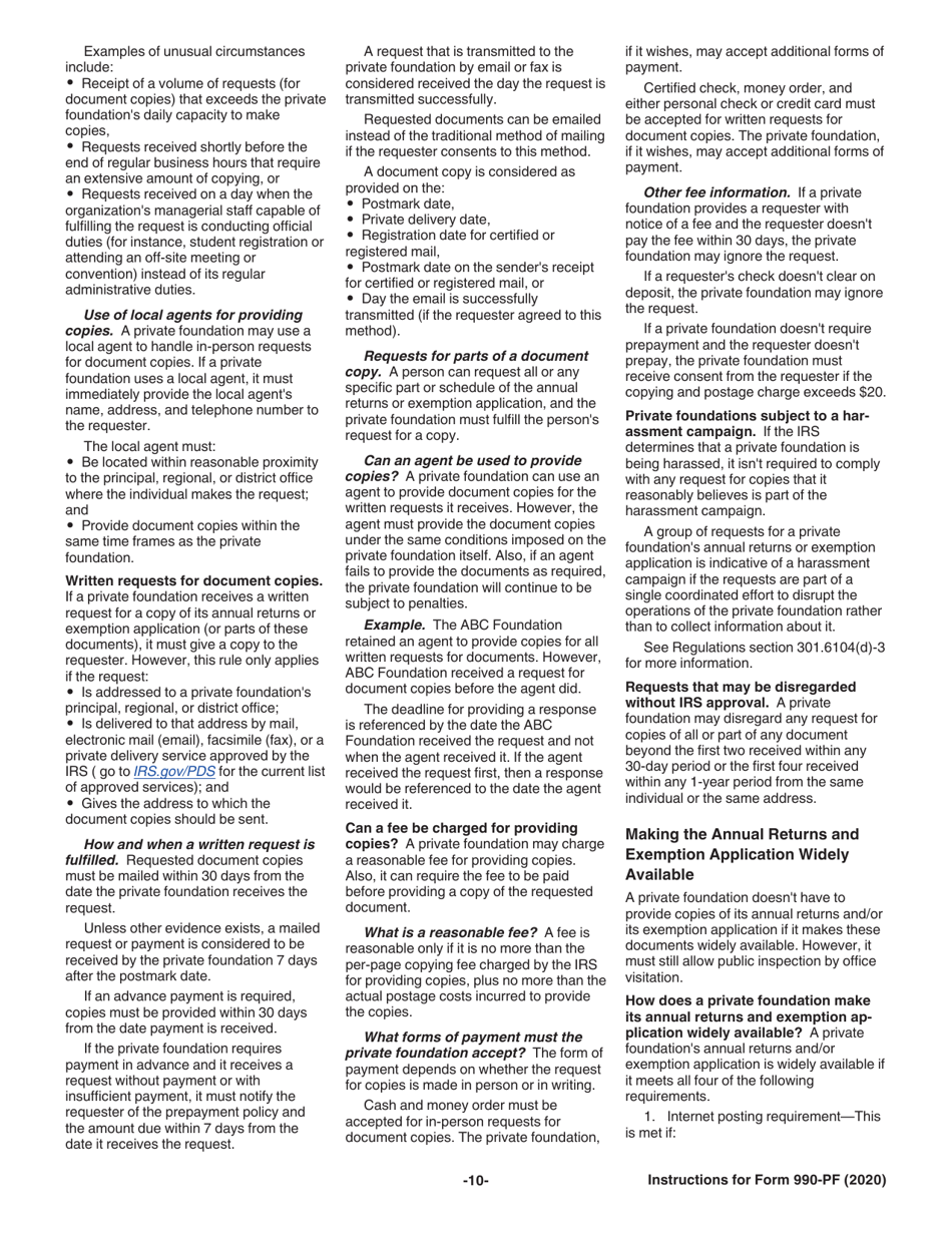 Instructions for IRS Form 990-PF Return of Private Foundation or Section 4947(A)(1) Nonexempt Charitable Trust Treated as a Private Foundation, Page 10