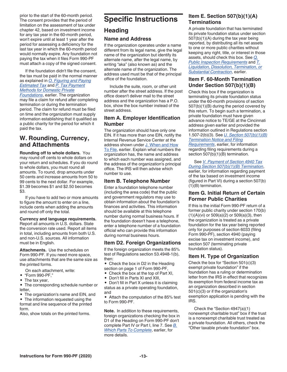 Instructions for IRS Form 990-PF Return of Private Foundation or Section 4947(A)(1) Nonexempt Charitable Trust Treated as a Private Foundation, Page 13