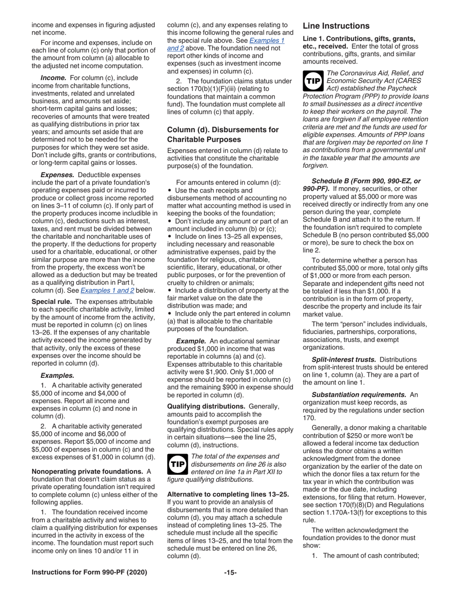 Instructions for IRS Form 990-PF Return of Private Foundation or Section 4947(A)(1) Nonexempt Charitable Trust Treated as a Private Foundation, Page 15