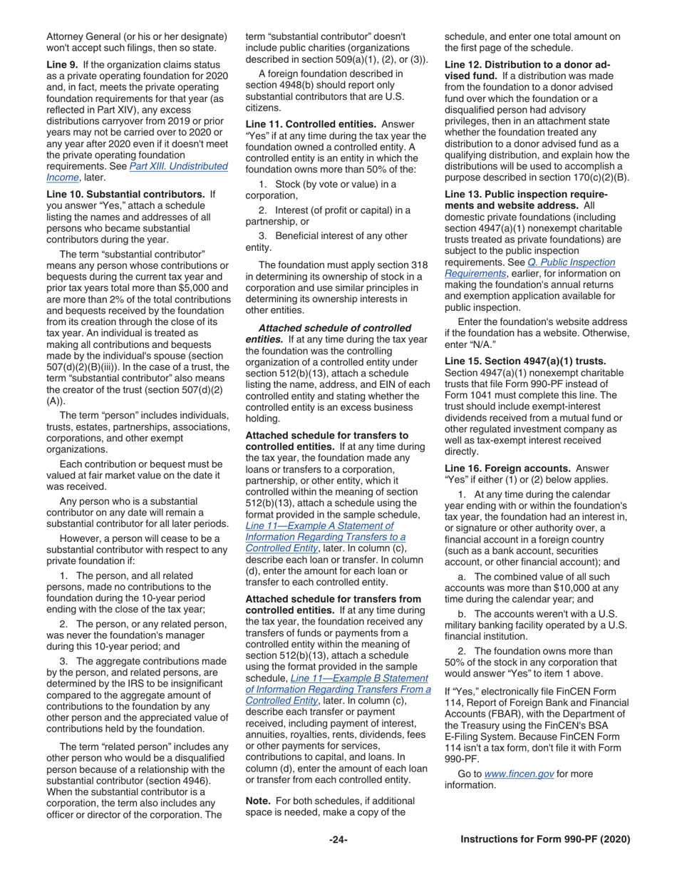 Instructions for IRS Form 990-PF Return of Private Foundation or Section 4947(A)(1) Nonexempt Charitable Trust Treated as a Private Foundation, Page 24