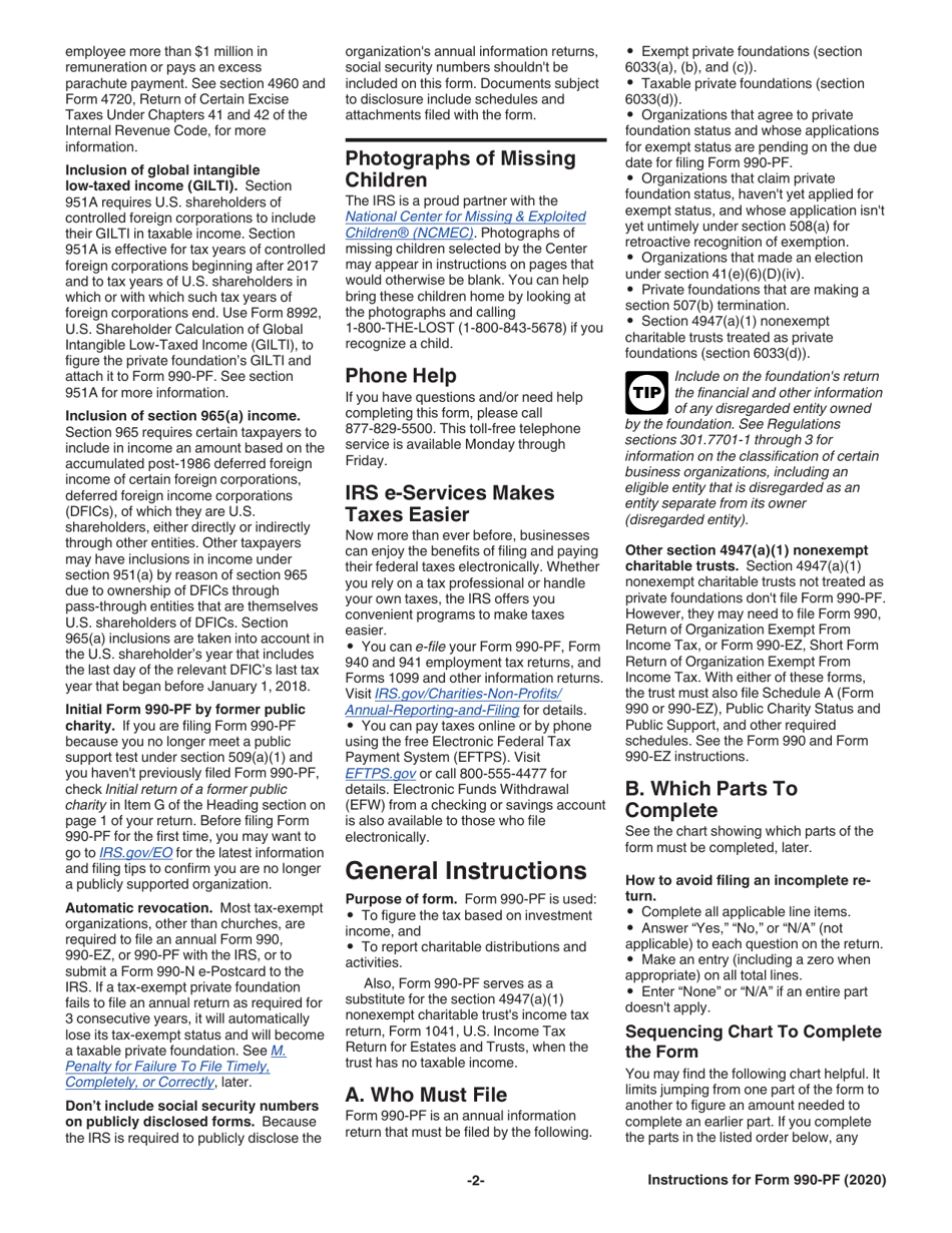 Instructions for IRS Form 990-PF Return of Private Foundation or Section 4947(A)(1) Nonexempt Charitable Trust Treated as a Private Foundation, Page 2