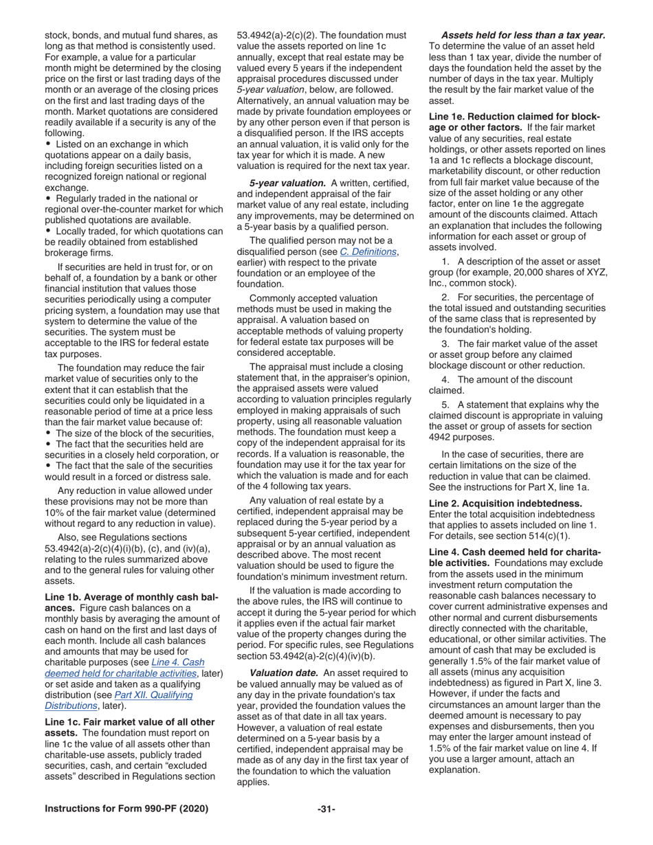 Instructions for IRS Form 990-PF Return of Private Foundation or Section 4947(A)(1) Nonexempt Charitable Trust Treated as a Private Foundation, Page 31