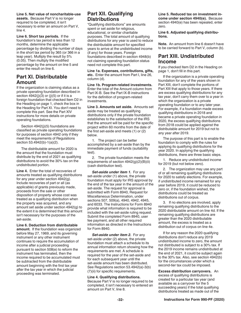 Instructions for IRS Form 990-PF Return of Private Foundation or Section 4947(A)(1) Nonexempt Charitable Trust Treated as a Private Foundation, Page 32