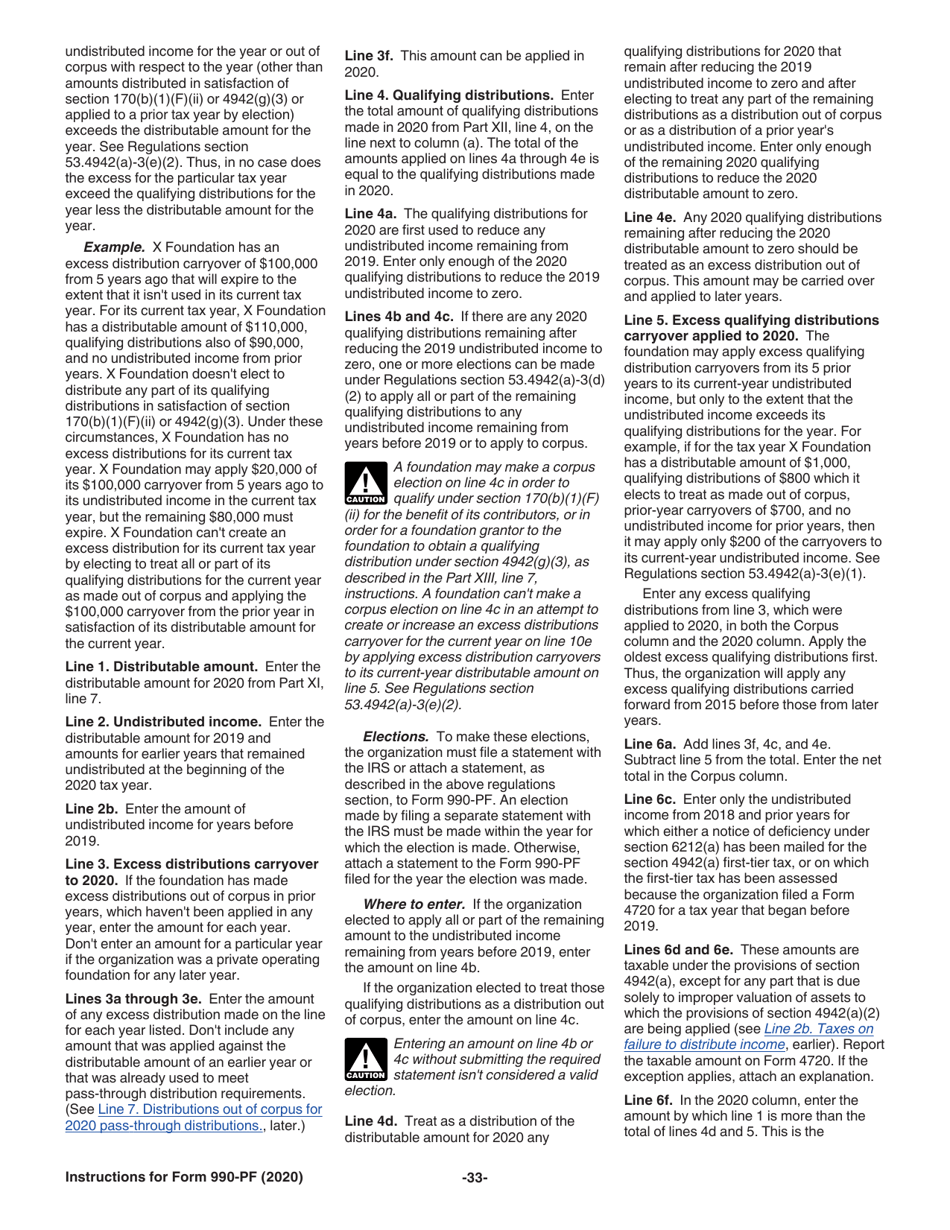 Instructions for IRS Form 990-PF Return of Private Foundation or Section 4947(A)(1) Nonexempt Charitable Trust Treated as a Private Foundation, Page 33