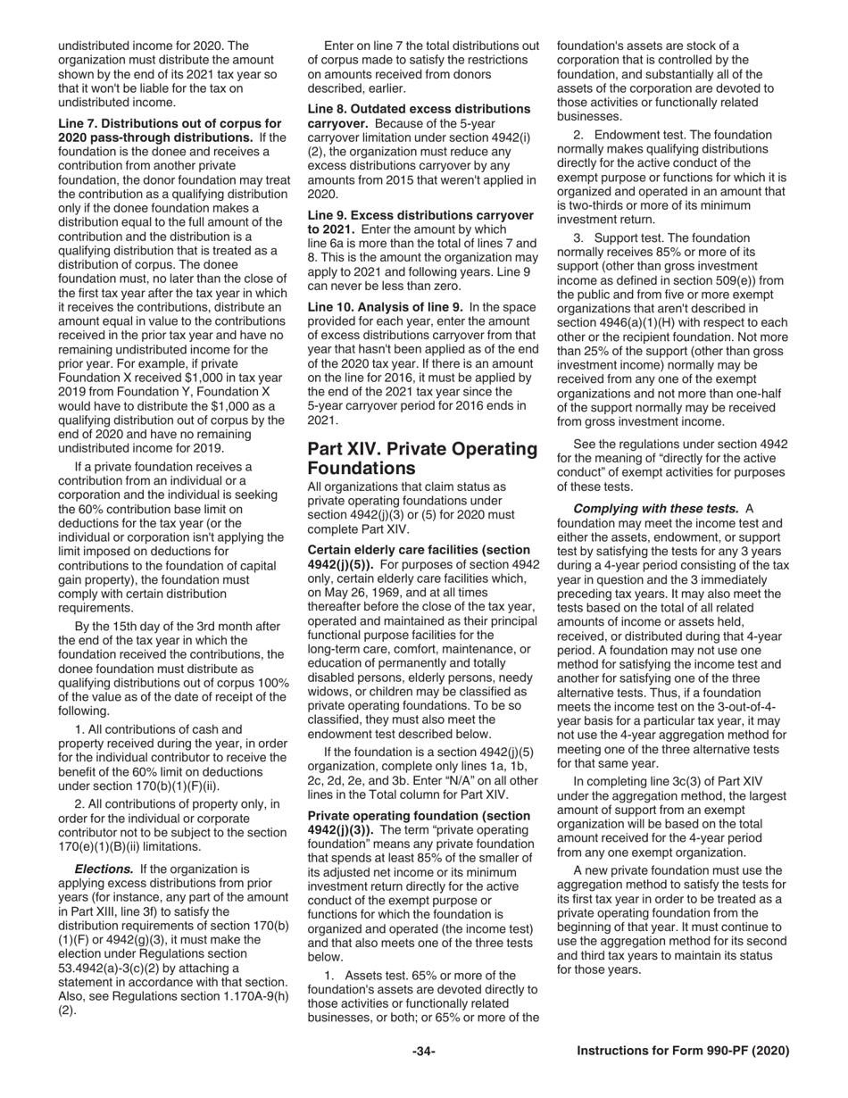 Instructions for IRS Form 990-PF Return of Private Foundation or Section 4947(A)(1) Nonexempt Charitable Trust Treated as a Private Foundation, Page 34