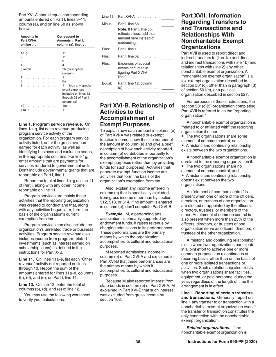 Instructions for IRS Form 990-PF Return of Private Foundation or Section 4947(A)(1) Nonexempt Charitable Trust Treated as a Private Foundation, Page 36
