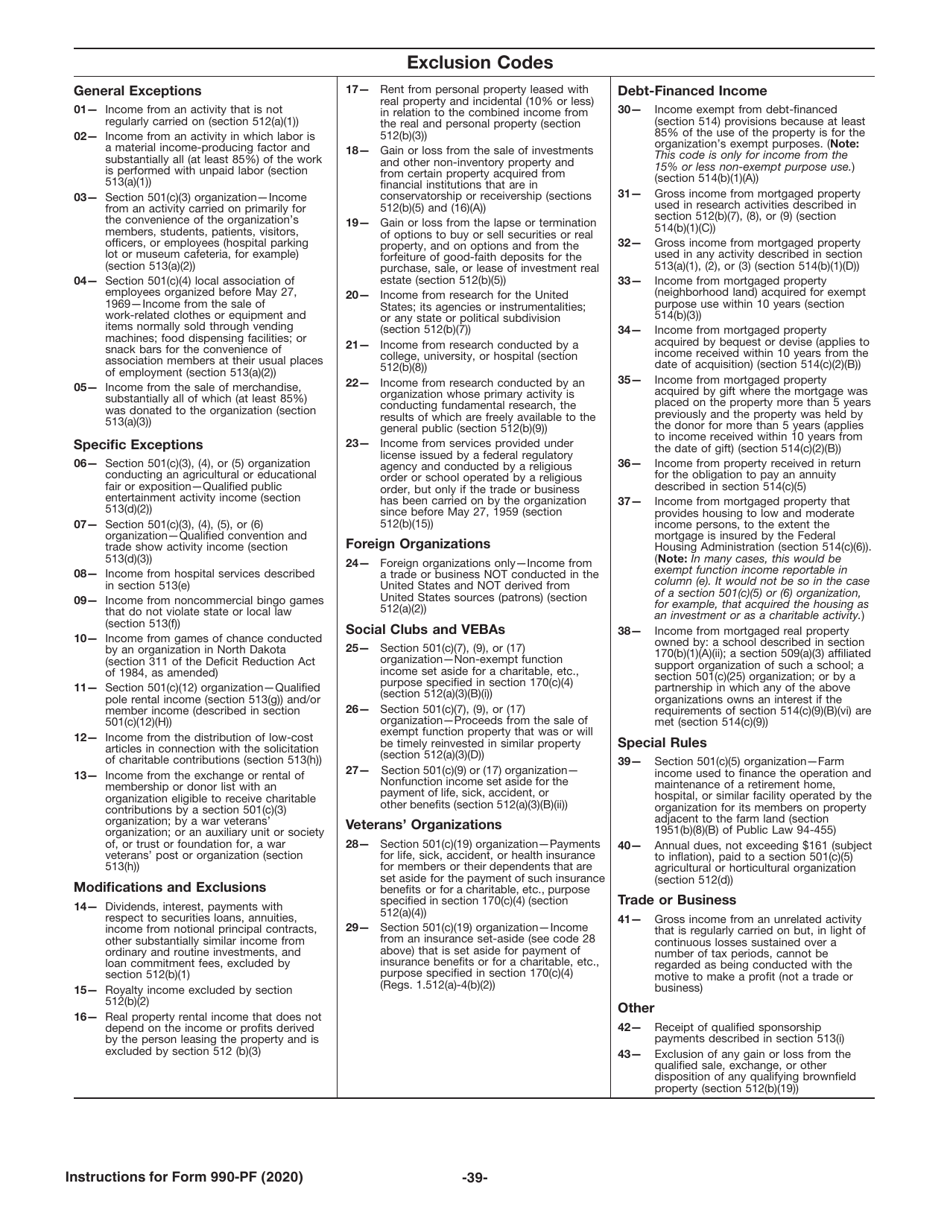 Instructions for IRS Form 990-PF Return of Private Foundation or Section 4947(A)(1) Nonexempt Charitable Trust Treated as a Private Foundation, Page 39