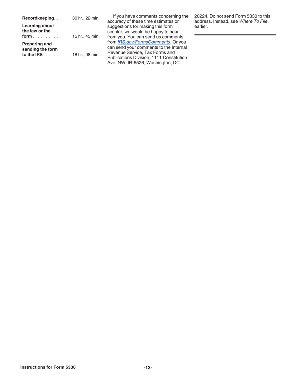 Instructions for IRS Form 5330 Return of Excise Taxes Related to Employee Benefit Plans, Page 13