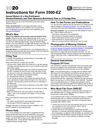 Instructions for IRS Form 5500-EZ &quot;Annual Return of a One-Participant (Owners/Partners and Their Spouses) Retirement Plan or a Foreign Plan&quot;, 2020