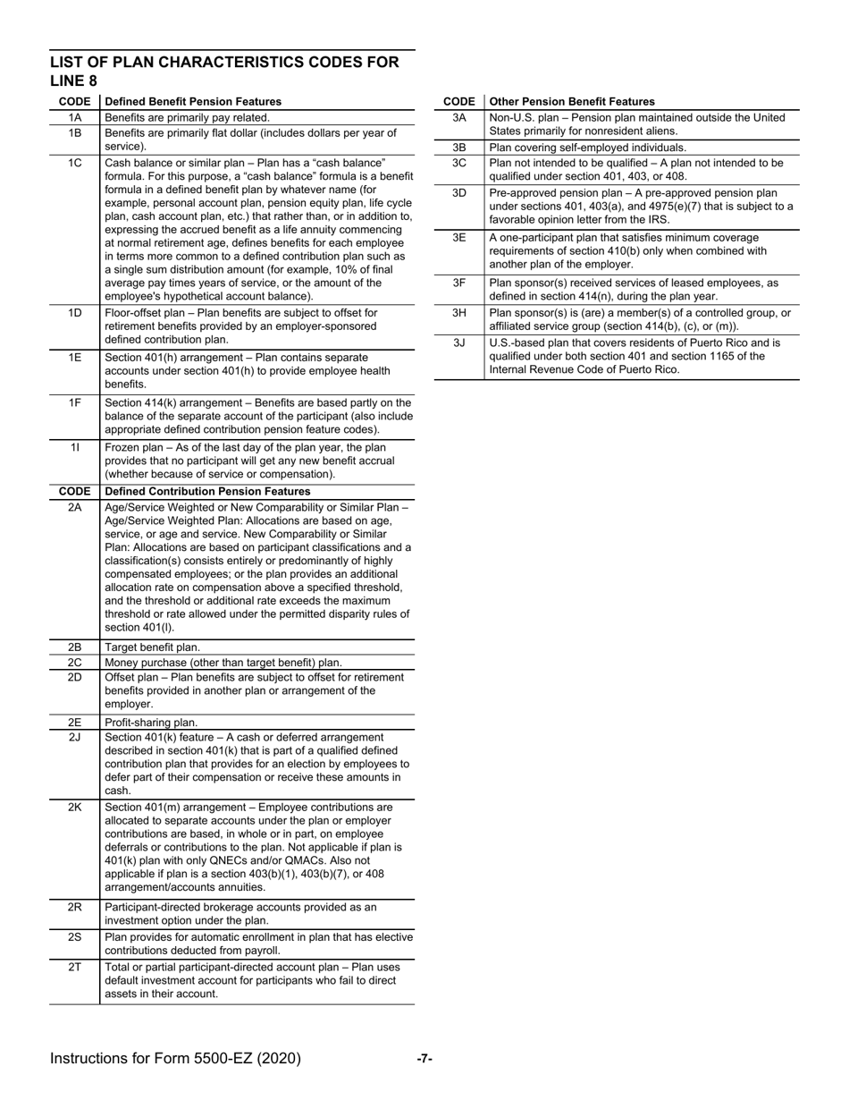 Instructions for IRS Form 5500-EZ Annual Return of a One-Participant (Owners / Partners and Their Spouses) Retirement Plan or a Foreign Plan, Page 7