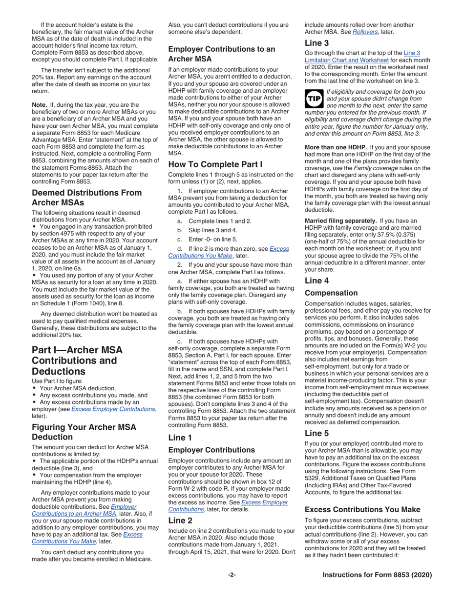Instructions for IRS Form 8853 Archer Msas and Long-Term Care Insurance Contracts, Page 2