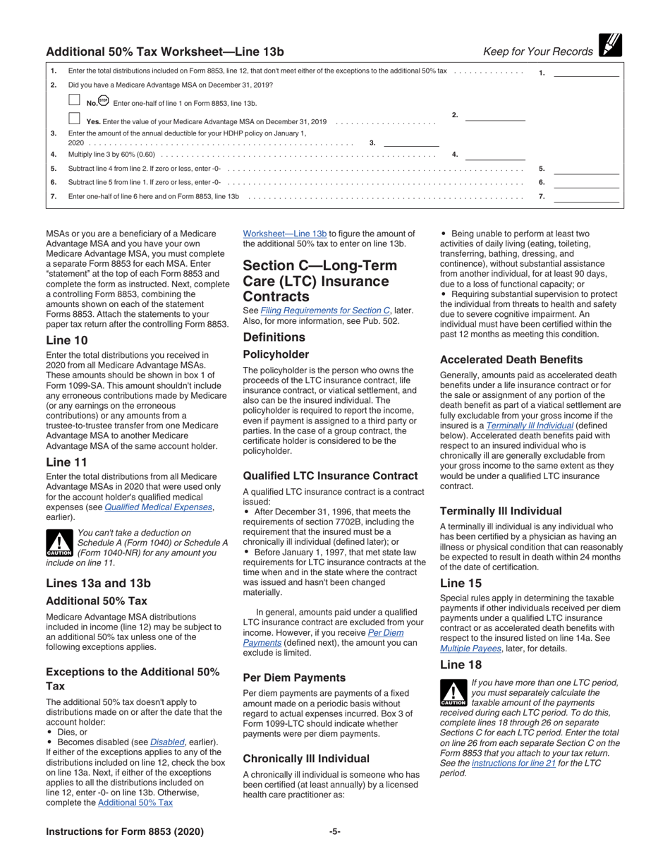 Instructions for IRS Form 8853 Archer Msas and Long-Term Care Insurance Contracts, Page 5