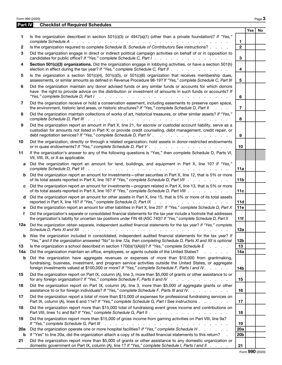 IRS Form 990 Return of Organization Exempt From Income Tax, Page 3