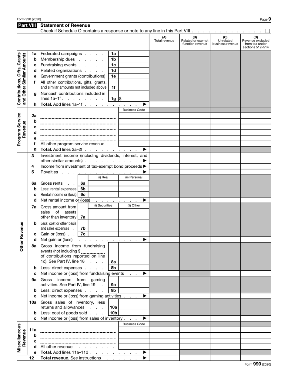 IRS Form 990 Return of Organization Exempt From Income Tax, Page 9