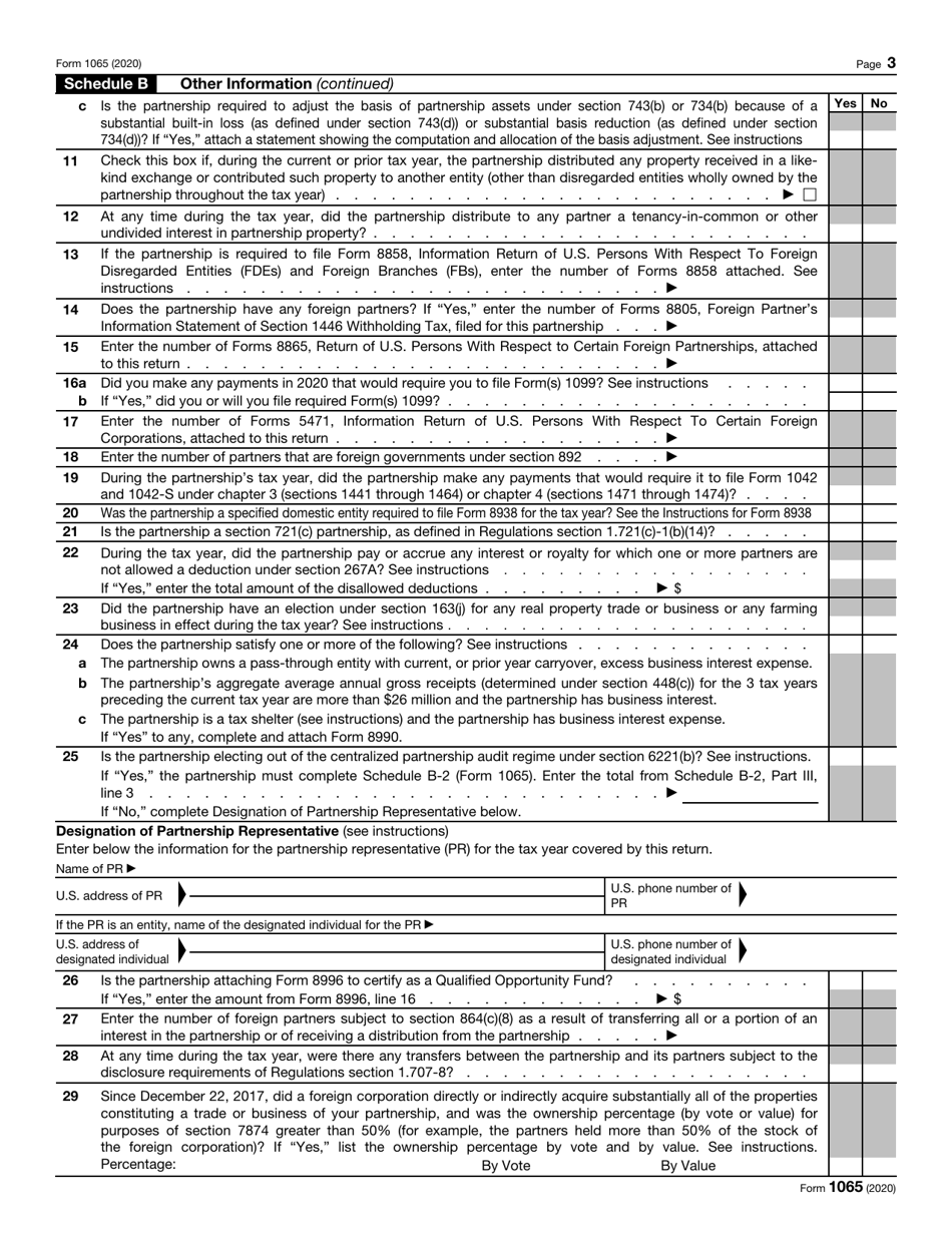 IRS Form 1065 U.S. Return of Partnership Income, Page 3