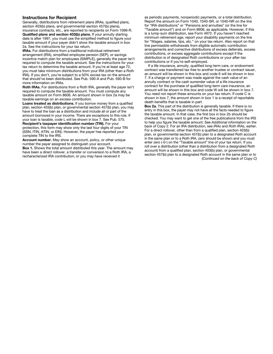 IRS Form 1099-R Distributions From Pensions, Annuities, Retirement or Profit-Sharing Plans, IRAs, Insurance Contracts, Etc., Page 5
