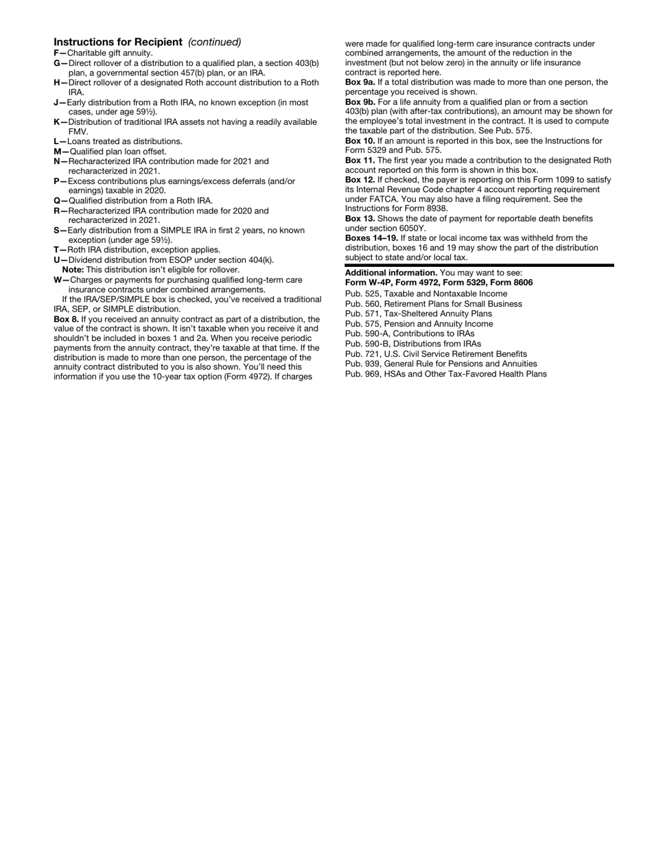 IRS Form 1099-R Distributions From Pensions, Annuities, Retirement or Profit-Sharing Plans, IRAs, Insurance Contracts, Etc., Page 9