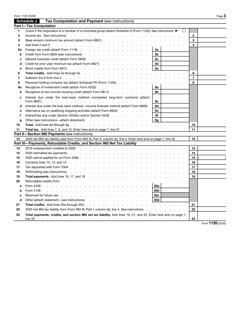 IRS Form 1120 U.S. Corporation Income Tax Return, Page 3