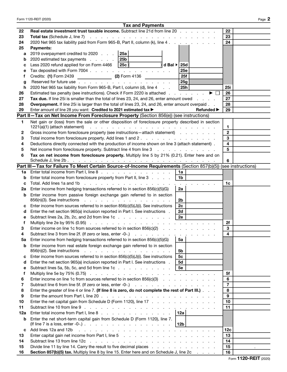 IRS Form 1120-REIT U.S. Income Tax Return for Real Estate Investment Trusts, Page 2