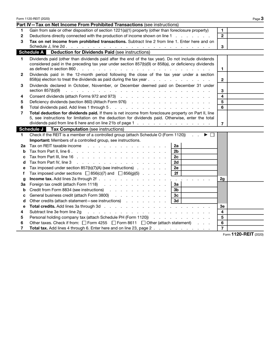 IRS Form 1120-REIT U.S. Income Tax Return for Real Estate Investment Trusts, Page 3