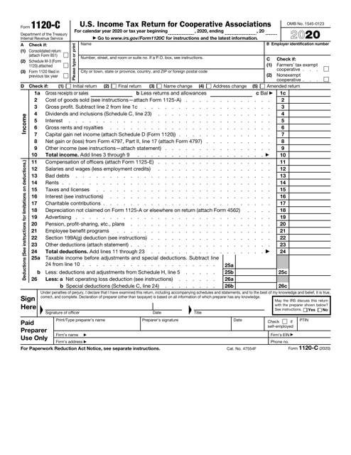 IRS Form 1120-C 2020 Printable Pdf
