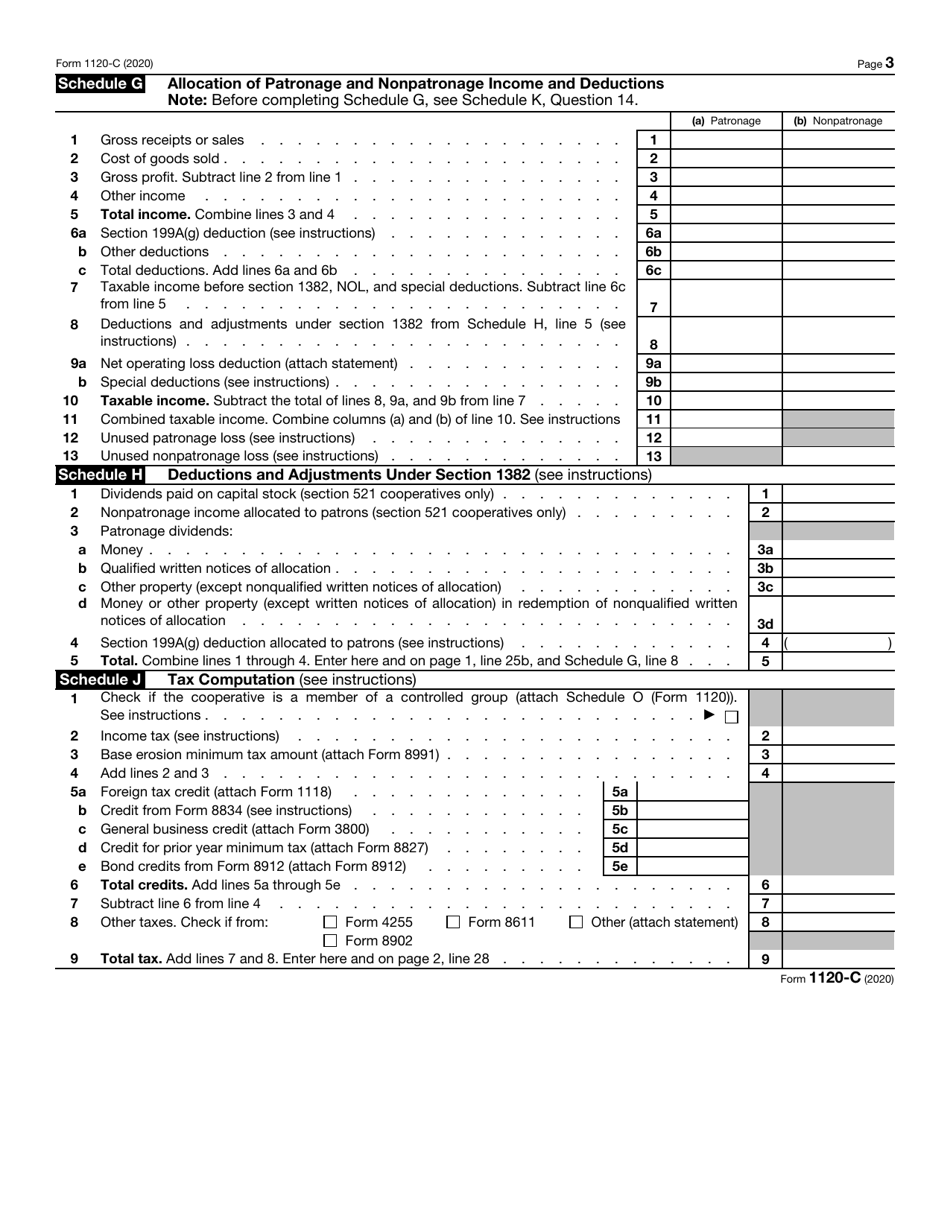 IRS Form 1120-C U.S. Income Tax Return for Cooperative Associations, Page 3