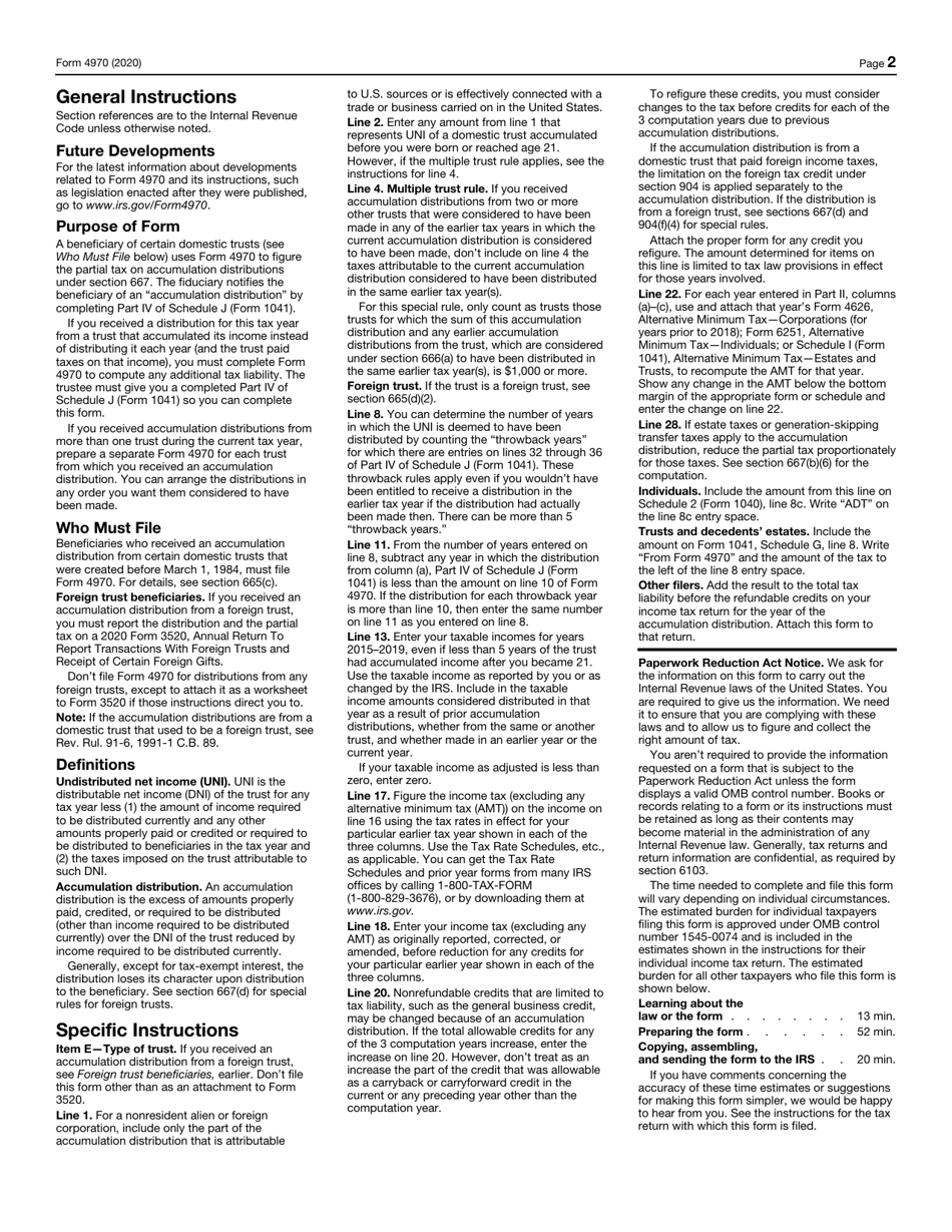 IRS Form 4970 Tax on Accumulation Distribution of Trusts, Page 2