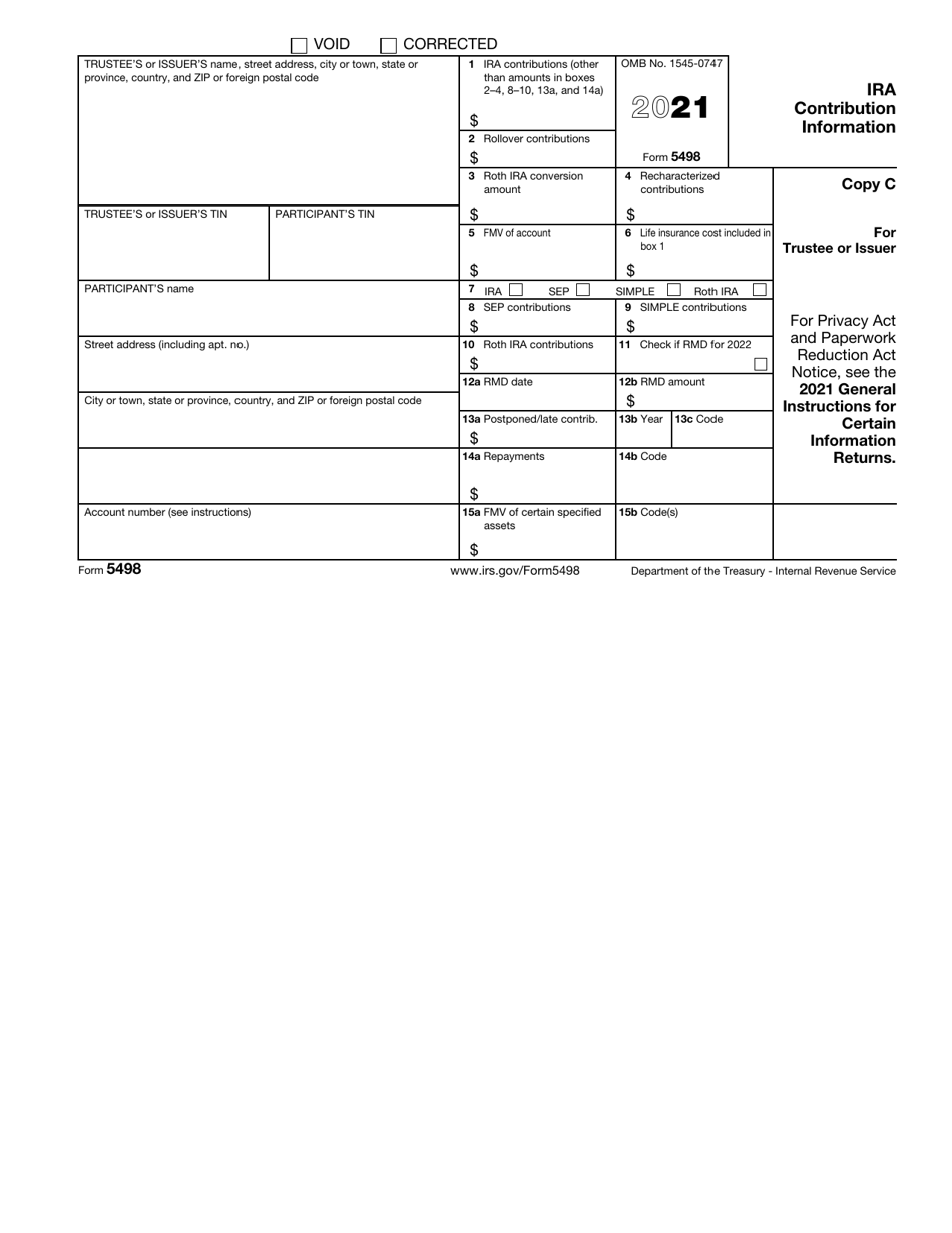 IRS Form 5498 - 2021 - Fill Out, Sign Online and Download Fillable PDF ...