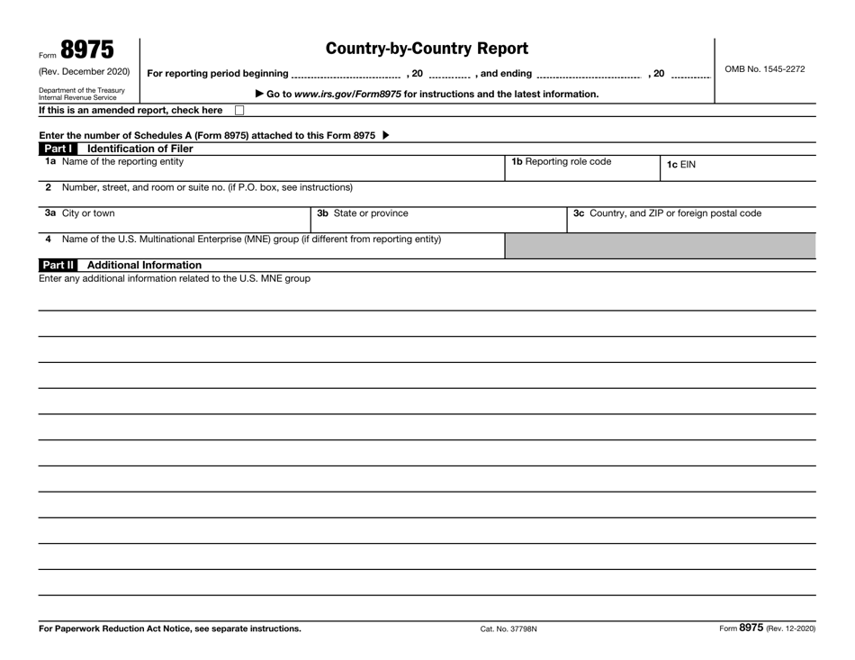 IRS Form 8975 Country-By-Country Report, Page 1