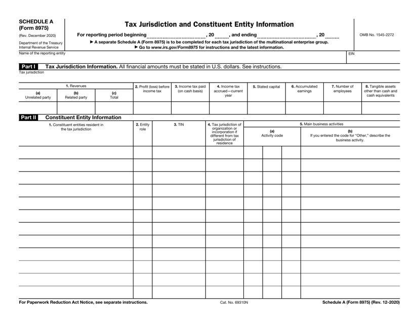 IRS Form 8975 Schedule A Tax Jurisdiction and Constituent Entity Information
